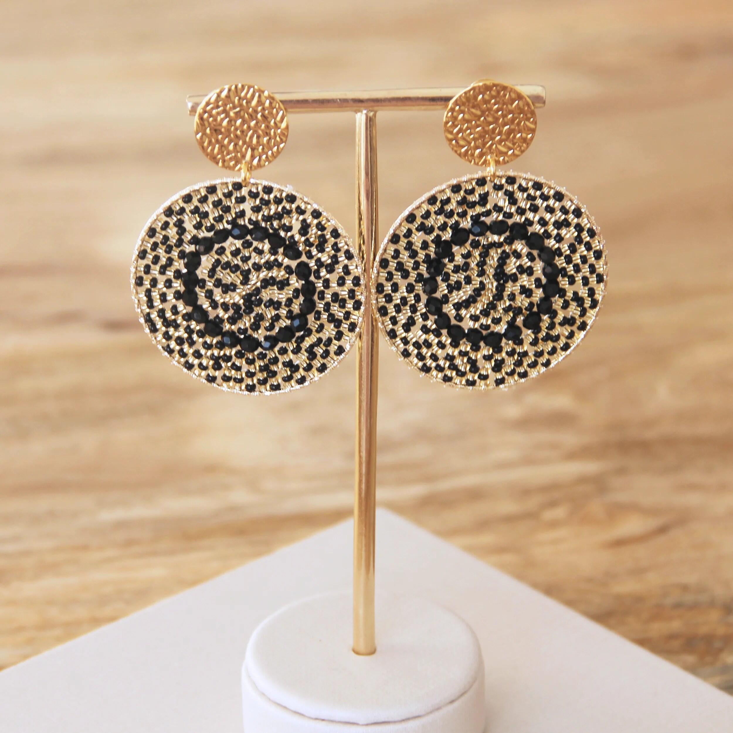 Mistral Noir Doré Boucles d'oreilles