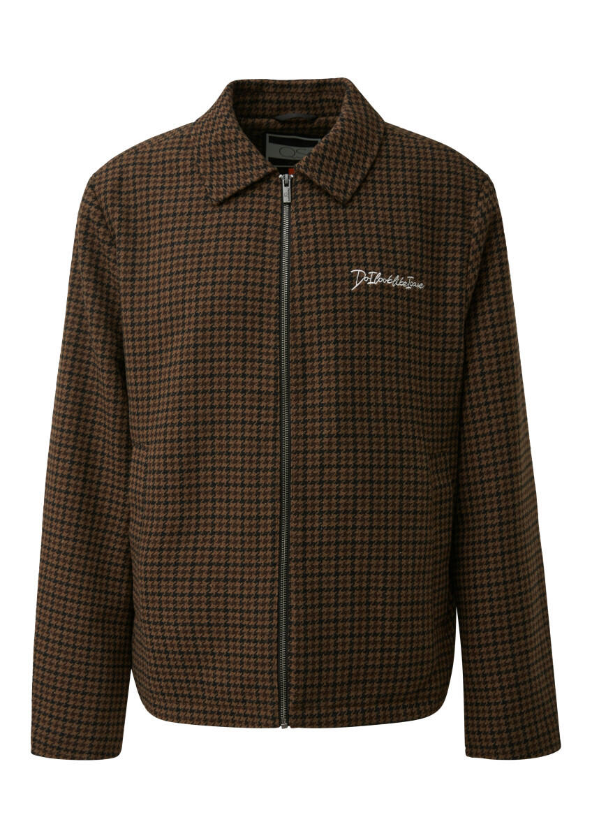 Veste chemise en mélange de laine à motif pied-de-poule