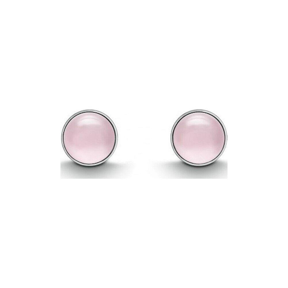 QUINN - Stud Earrings (Pair) - Silver - Gemstone - Rose Quartz - 36180930