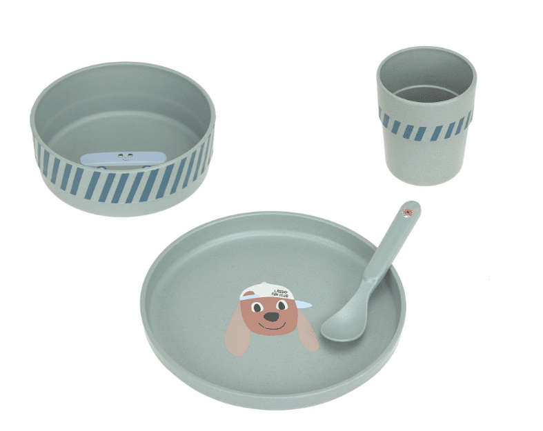 Lässig Kids' Dinnerware Set (Plate - Bowl - Cup - Spoon) - Tiny Team, Hund