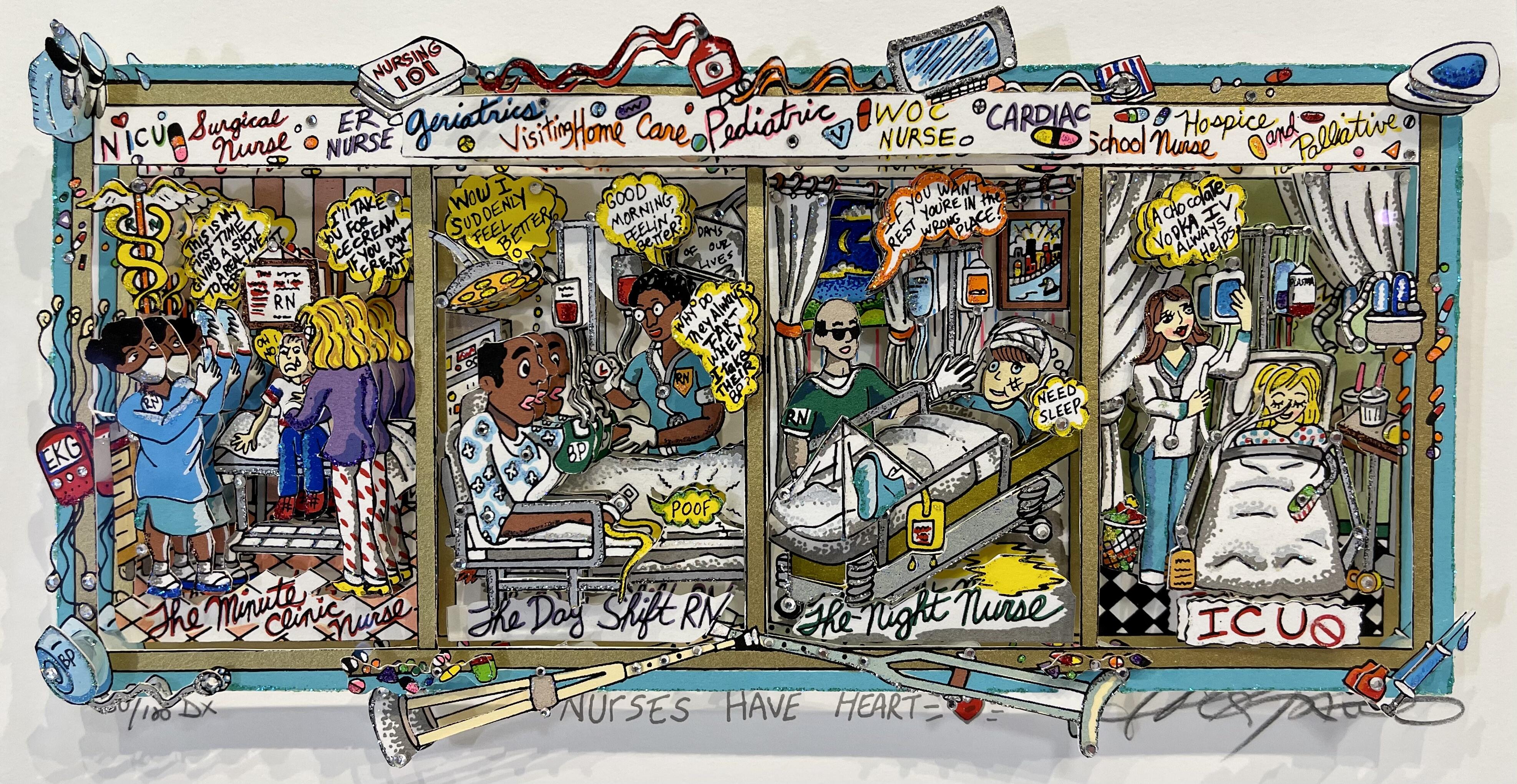 Charles Fazzino Charles FAZZINO - NURSES HAVE HEART 60DX