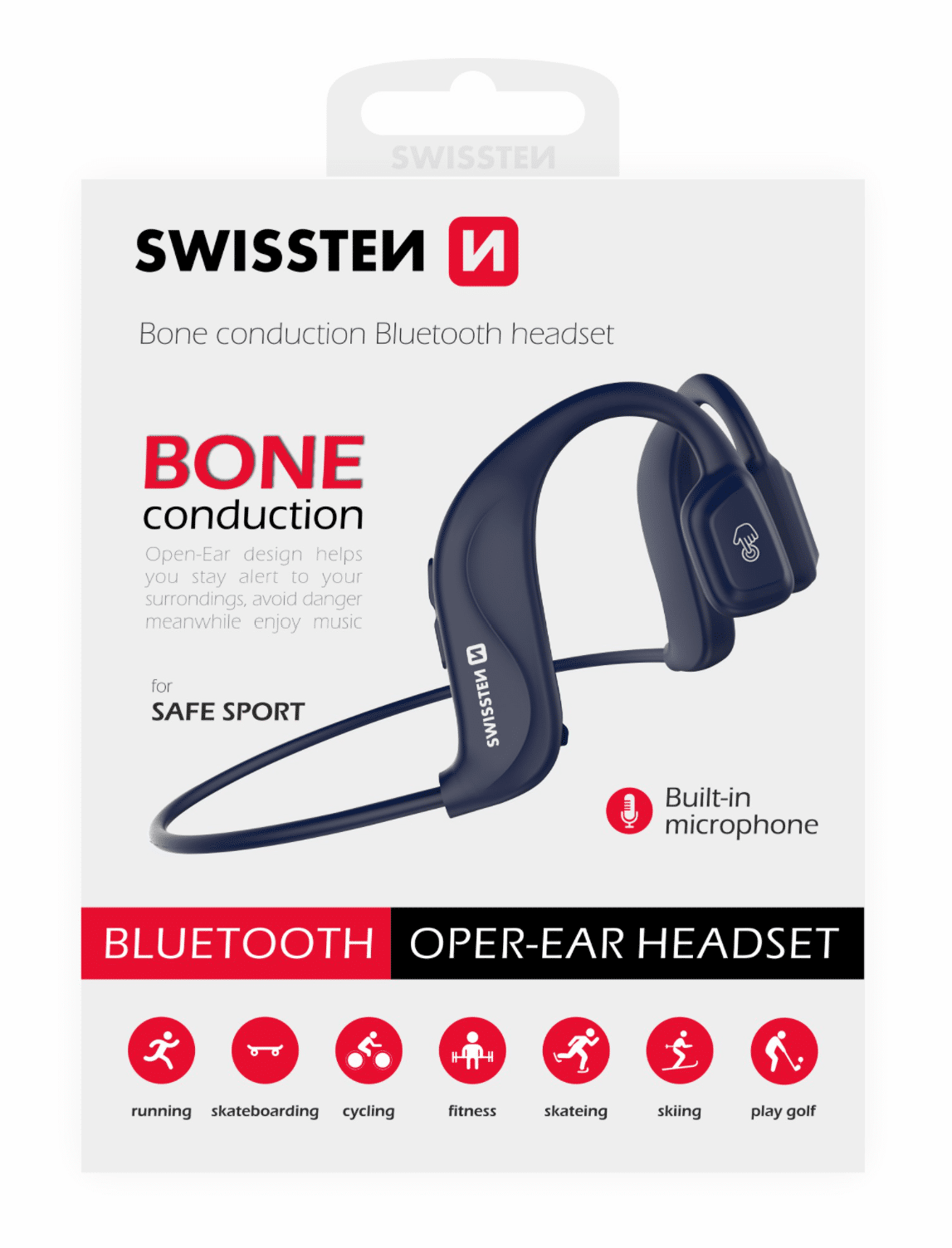 BONE CONDUCTION / ÉCOUTEURS BLUETOOTH SWISSTEN À CONDUCTION OSSEUSE BLUE