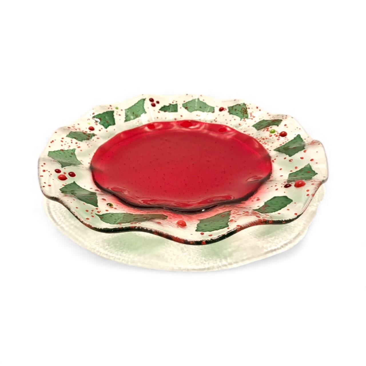 Bol rond en verre scintillant, très festif pour Noël, fait main, pièce unique