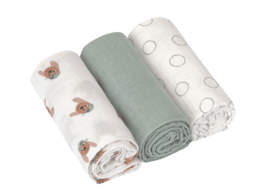 Lässig muslin cloths 3-piece set 60 x 60 cm - organic cotton, Tiny Team, Hund