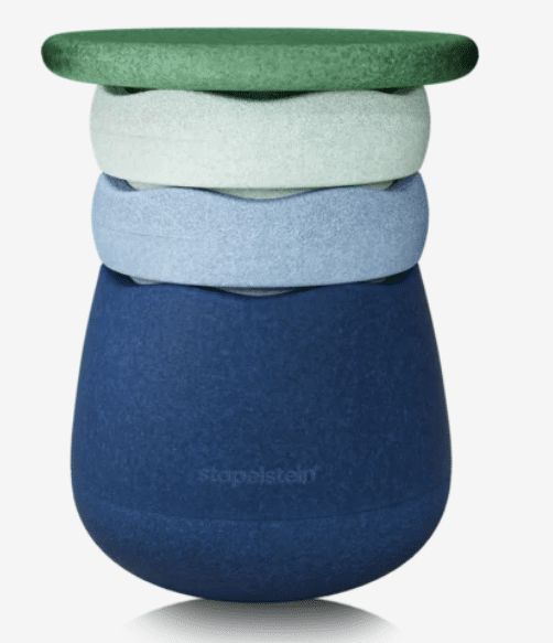 Stapelstein Dynamic all – modular stool for movement and concentration at any age Color: Waters and Greens