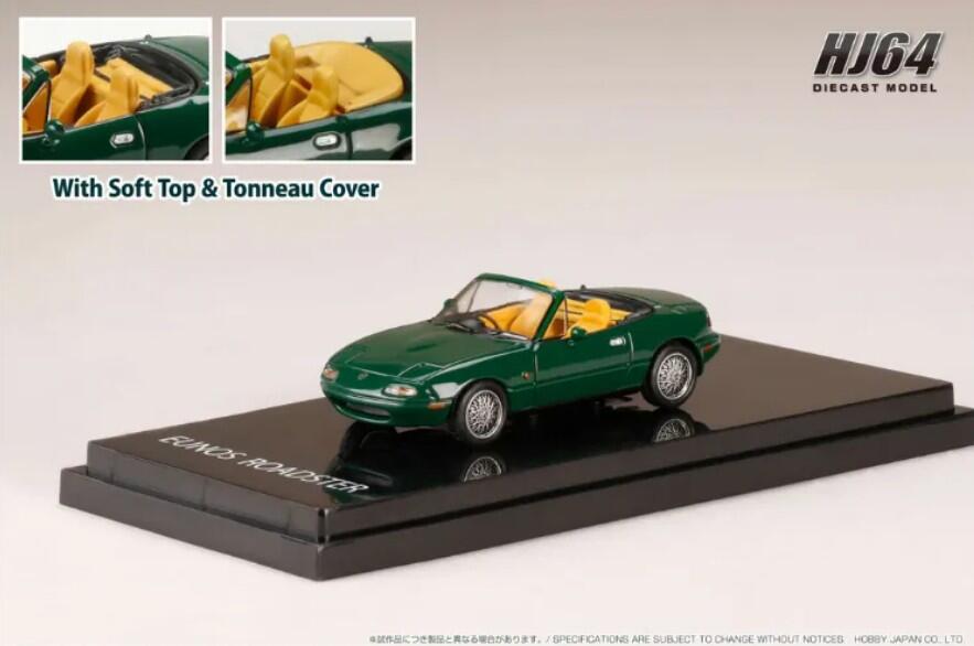 Hobby Japan - #HJ643025BGR - Eunos Roadster (NA6CE) - V-Genuine Options - Jante avec couvre-tonneau - neo green - Mazda - 1/64