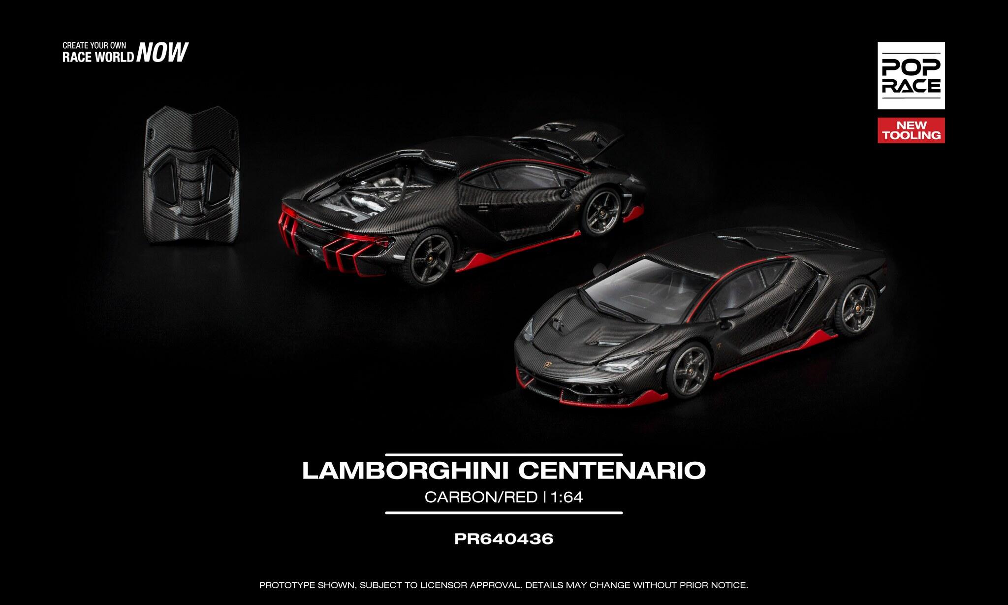 [Précommande] Pop Race - #PR64-436 - Lamborghini Centenario - Carbone / Rouge - 1/64