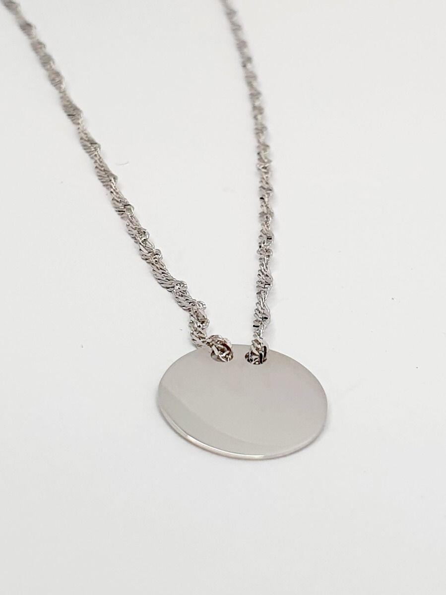 # 42cm Weißgoldkette mit rundem Medaillon aus Weißgold