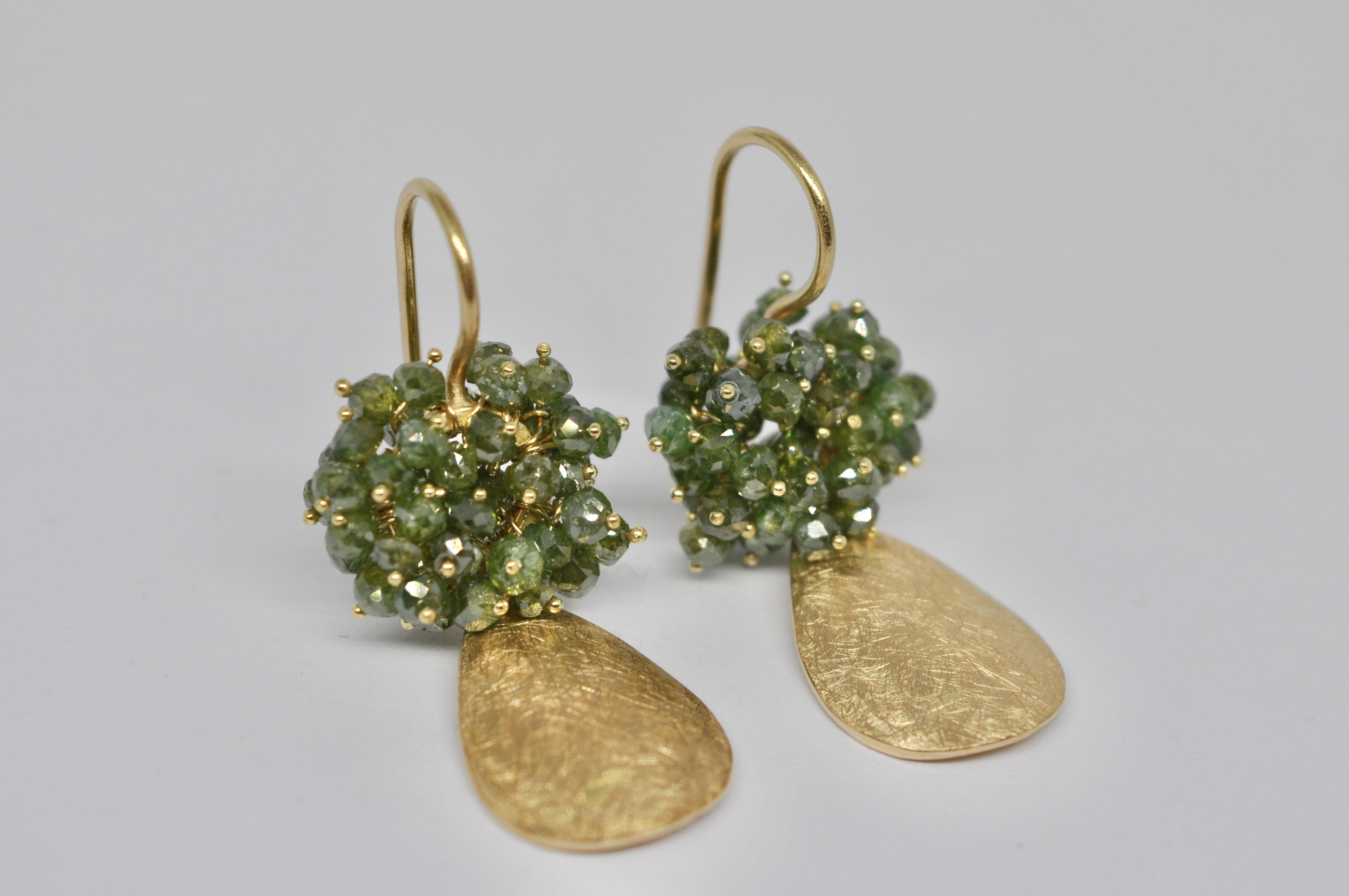 Yellow gold and diamond cluster earrings
