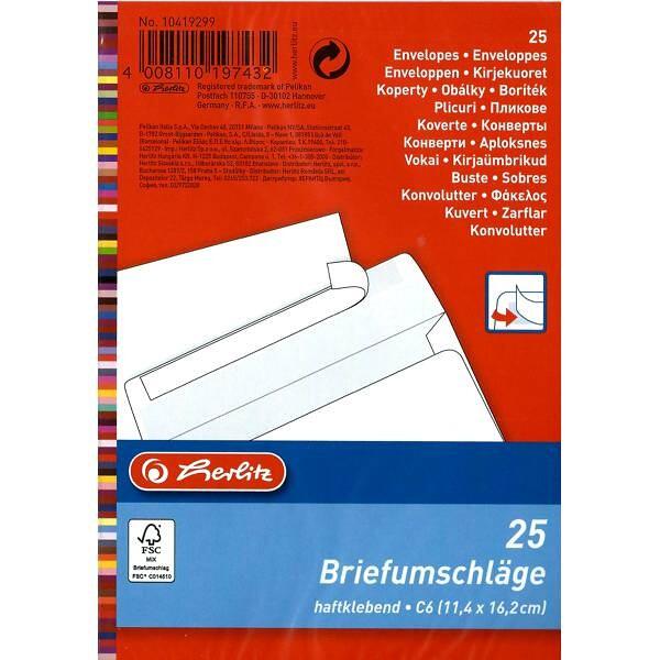 Herlitz Enveloppe, enveloppe C6 adhésive (114x162mm), 25