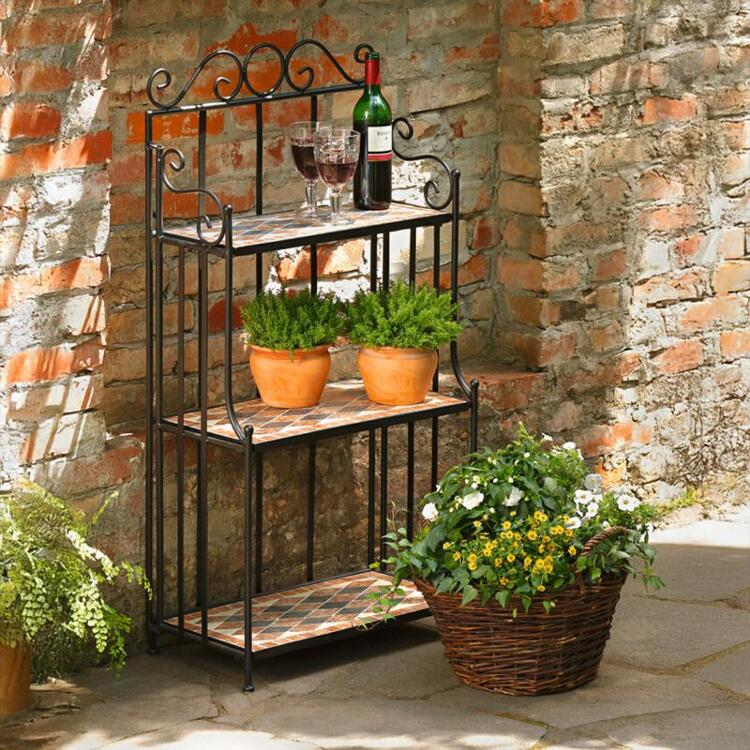 Gartenregal Metall Mosaik 116 x 55 cm outdoor Garten