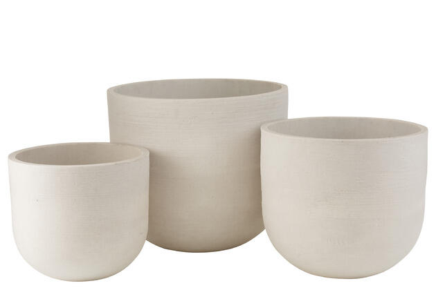 Outdoor - Set de 3 cache-pots ronds en céramique en haut blanc 3271