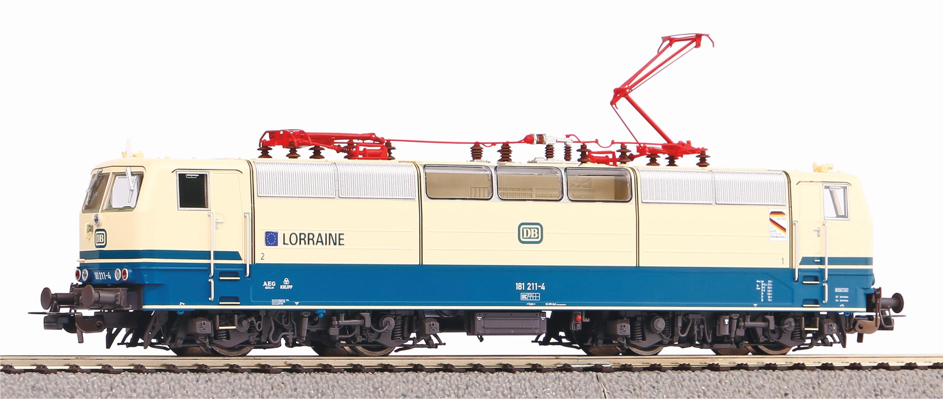 Piko H0 51353 locomotive électrique BR 181.211-4 Lorraine DB IV, o/b bleu océan et beige inclus, décodeur sonore PIKO DCC Sound