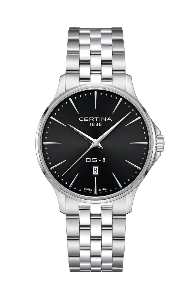 Certina Montre pour homme DS-8 Gent 40 mm quartz, noir, acier inoxydable 316L