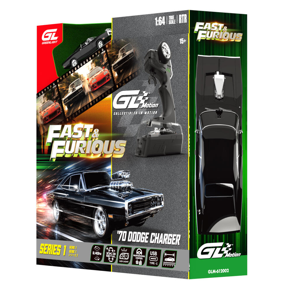 [Pre-Order Only] Greenlight - 1970 Dom's Dodge Charger - The Fast & The Furious - Kombi Set - GL Motion - RC Car - #GLM-INT-613052 - 1/64