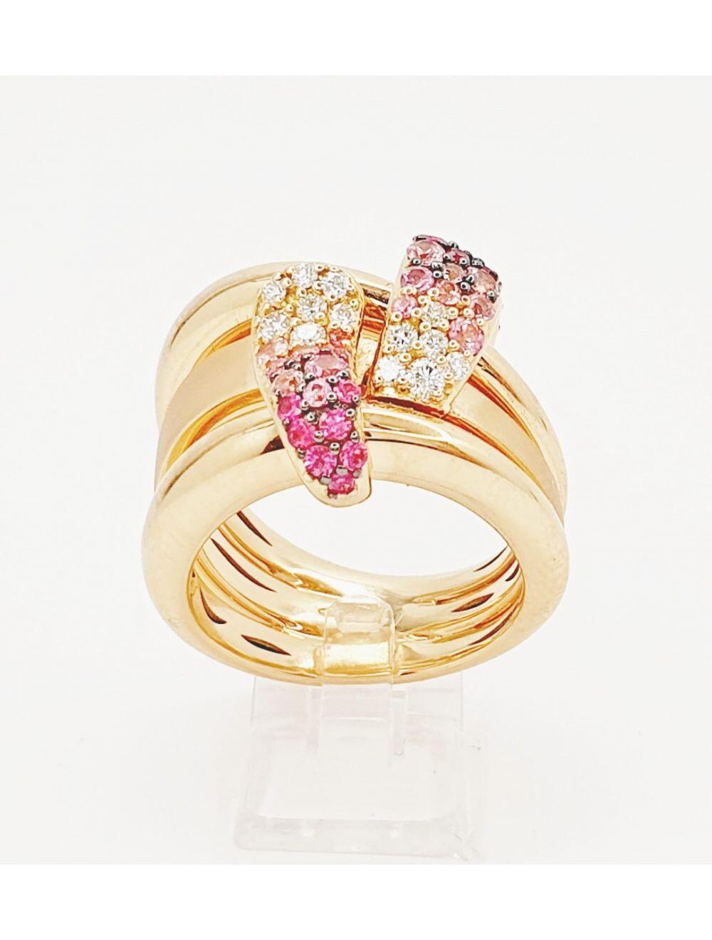 # Ring aus Roségold mit 0,76 ct rosa Saphir und 0,29 ct natürlichen Diamanten