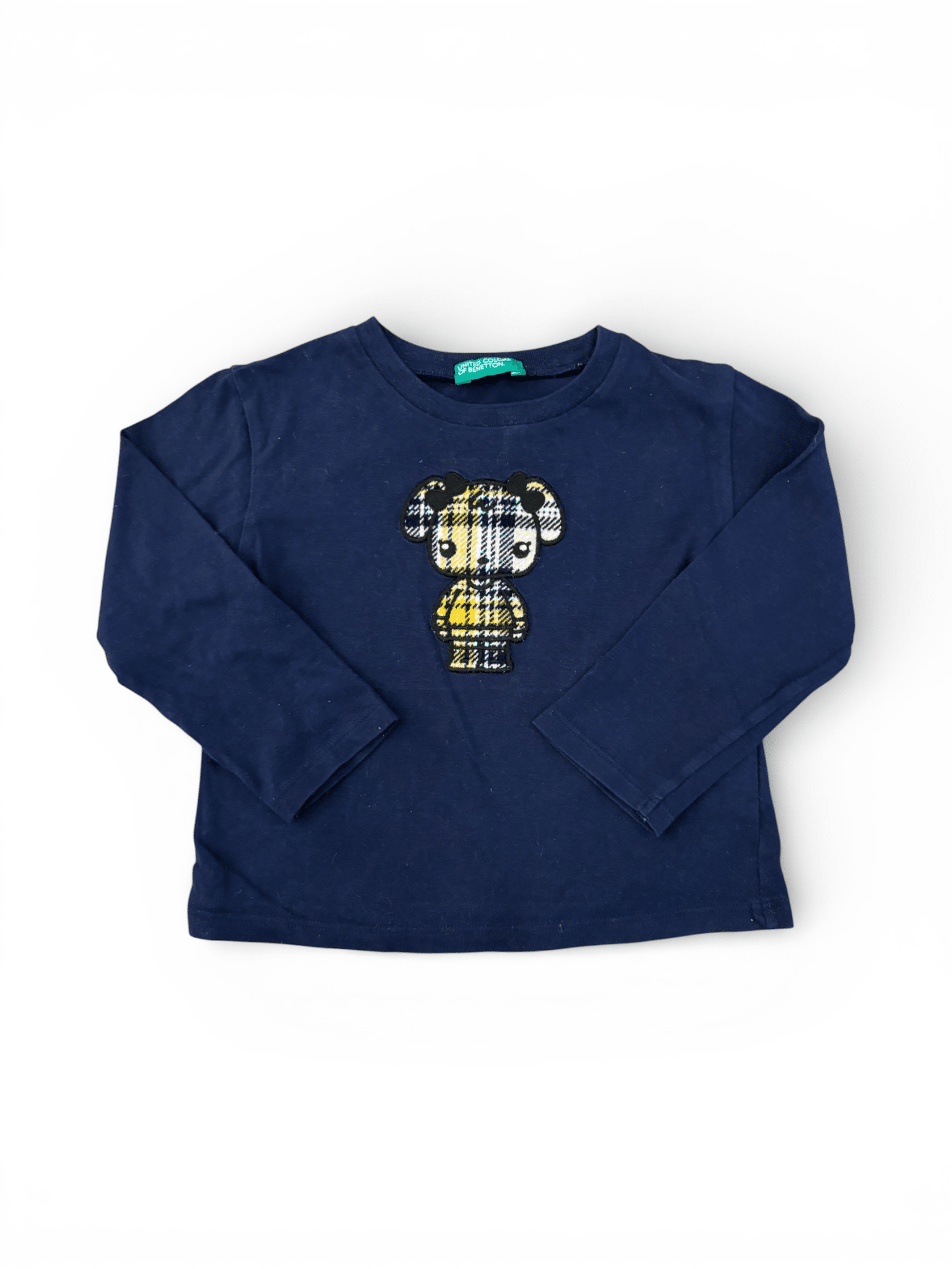 United Colors of Benetton Haut à carreaux bleu marine avec ours (18-24 mois)