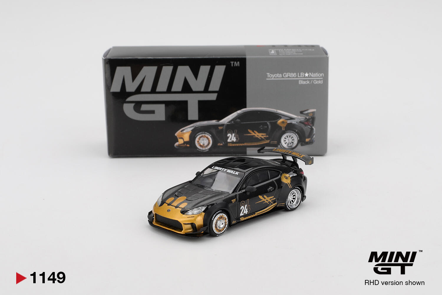 Mini GT - #MGT01149-R - Toyota GR86 LB★Nation - Black / Gold - 1/64