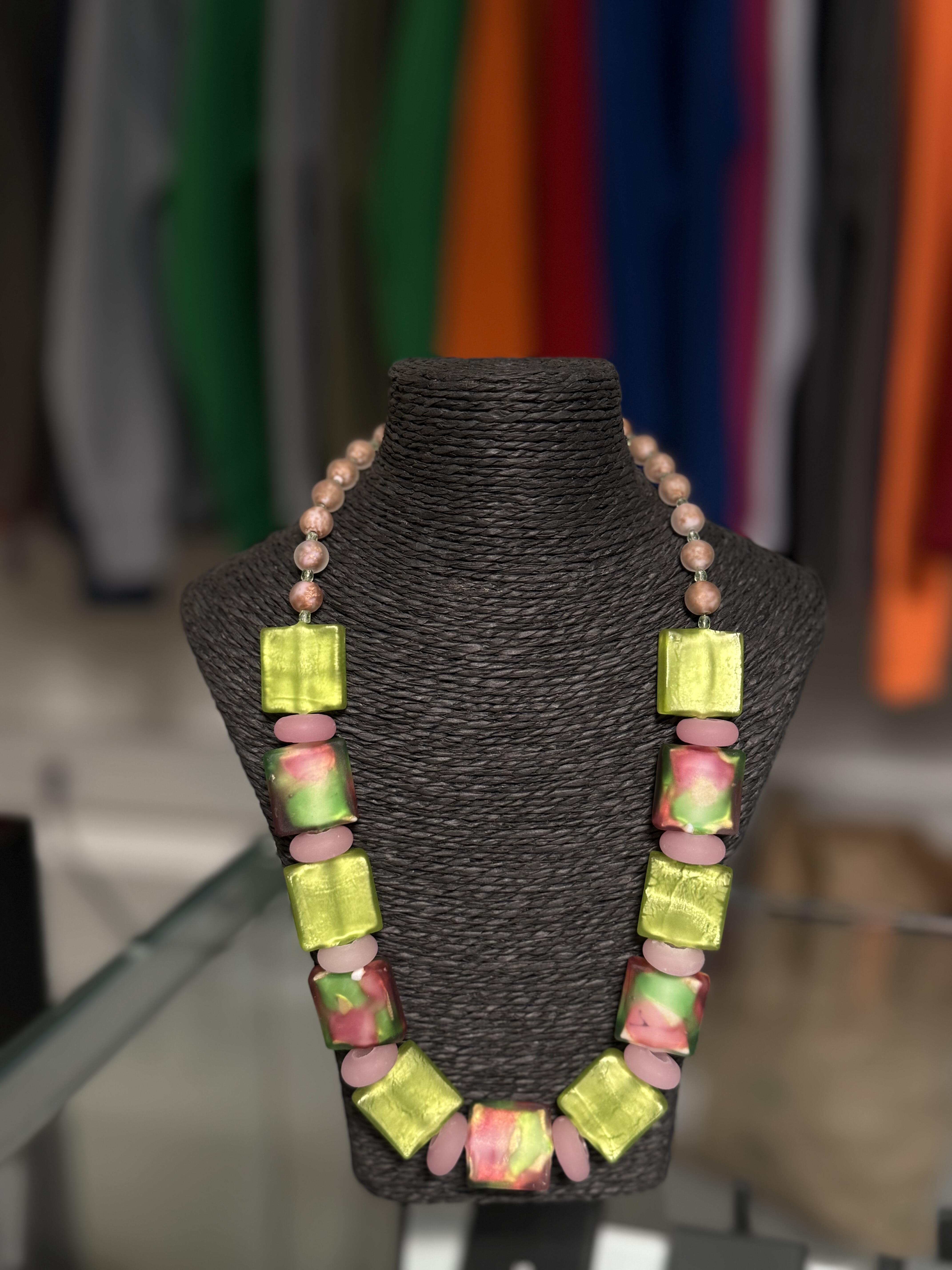 Handmade necklace with colorful beads