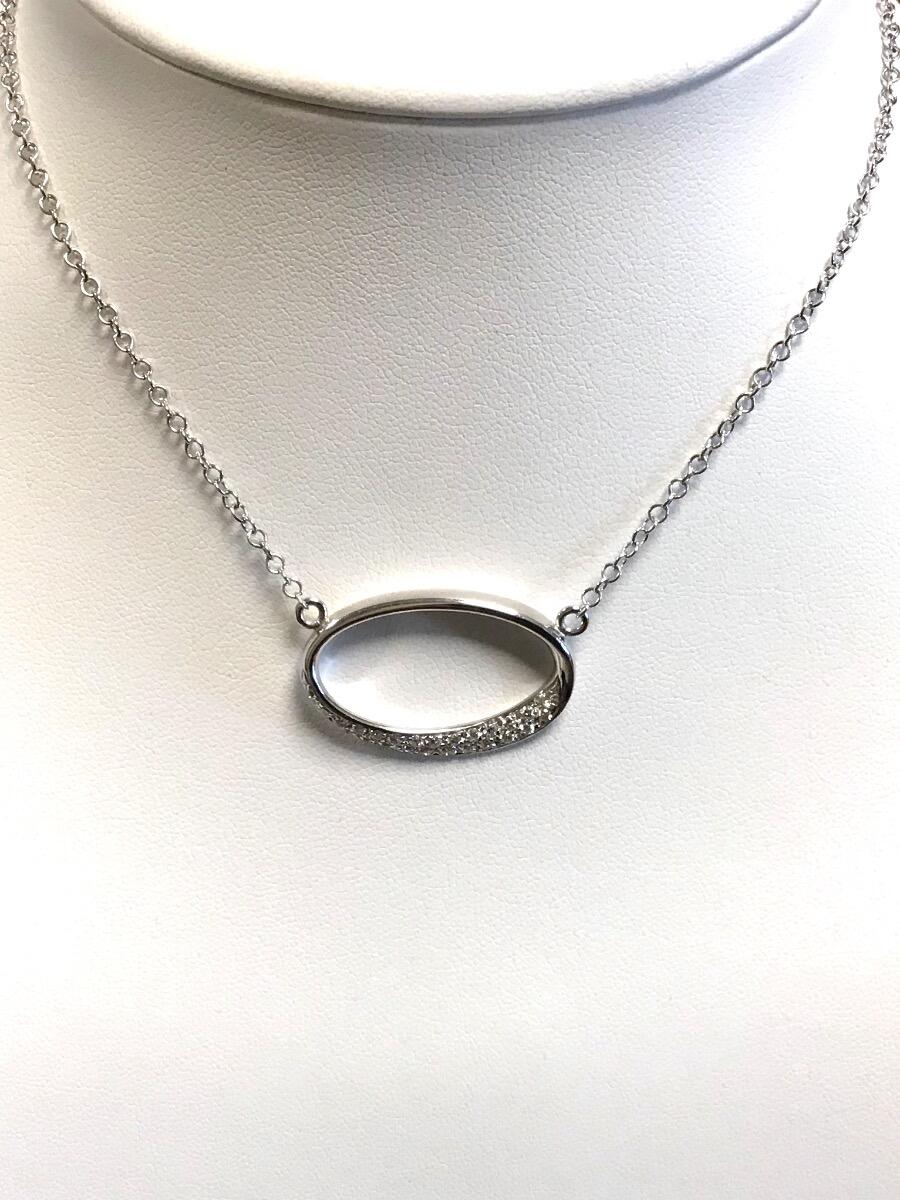 # 18K white gold chain necklace with rondelle set 0.40ct natural diamonds