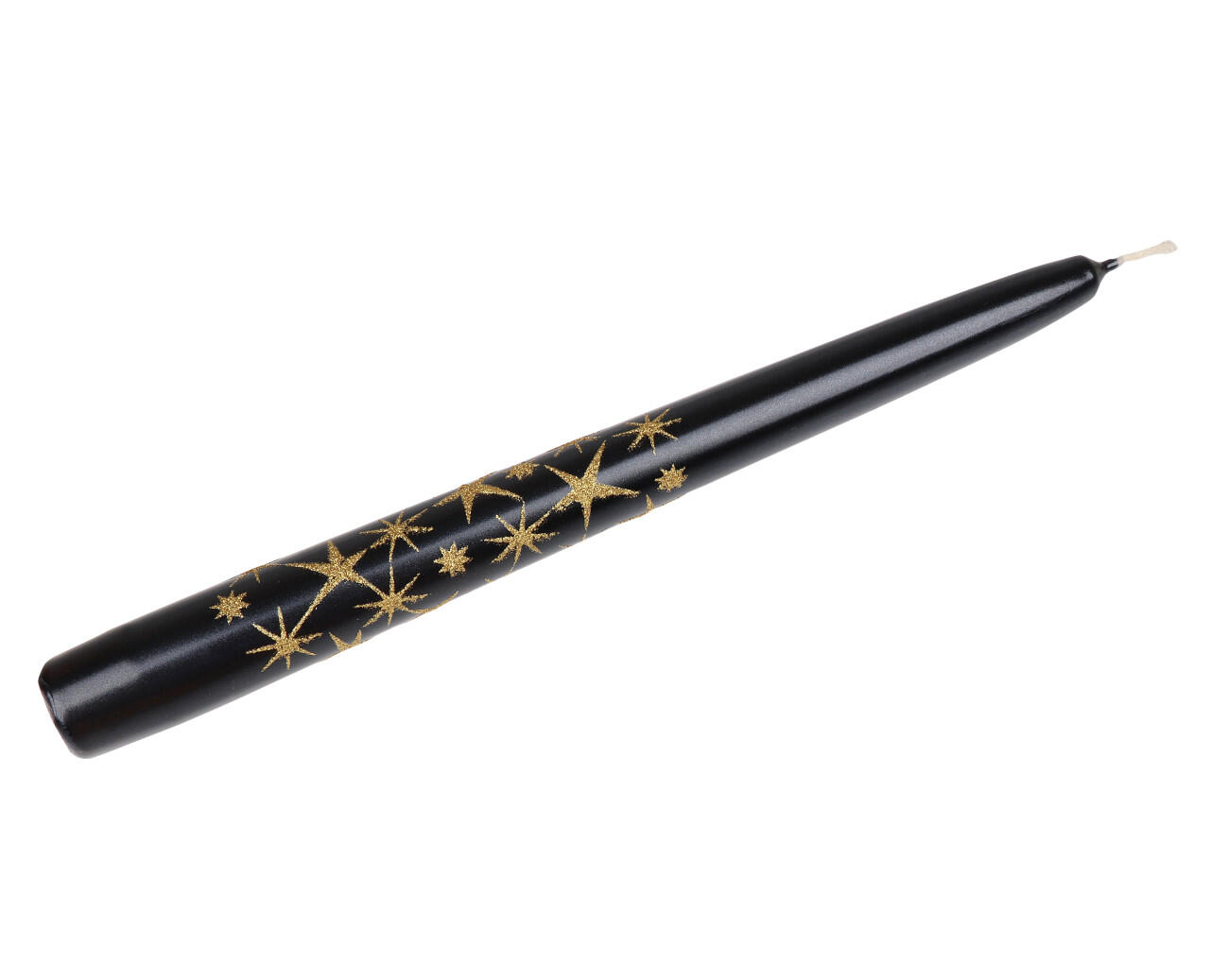 Steinhart taper candle Glitter Stars, 24 cm, black.