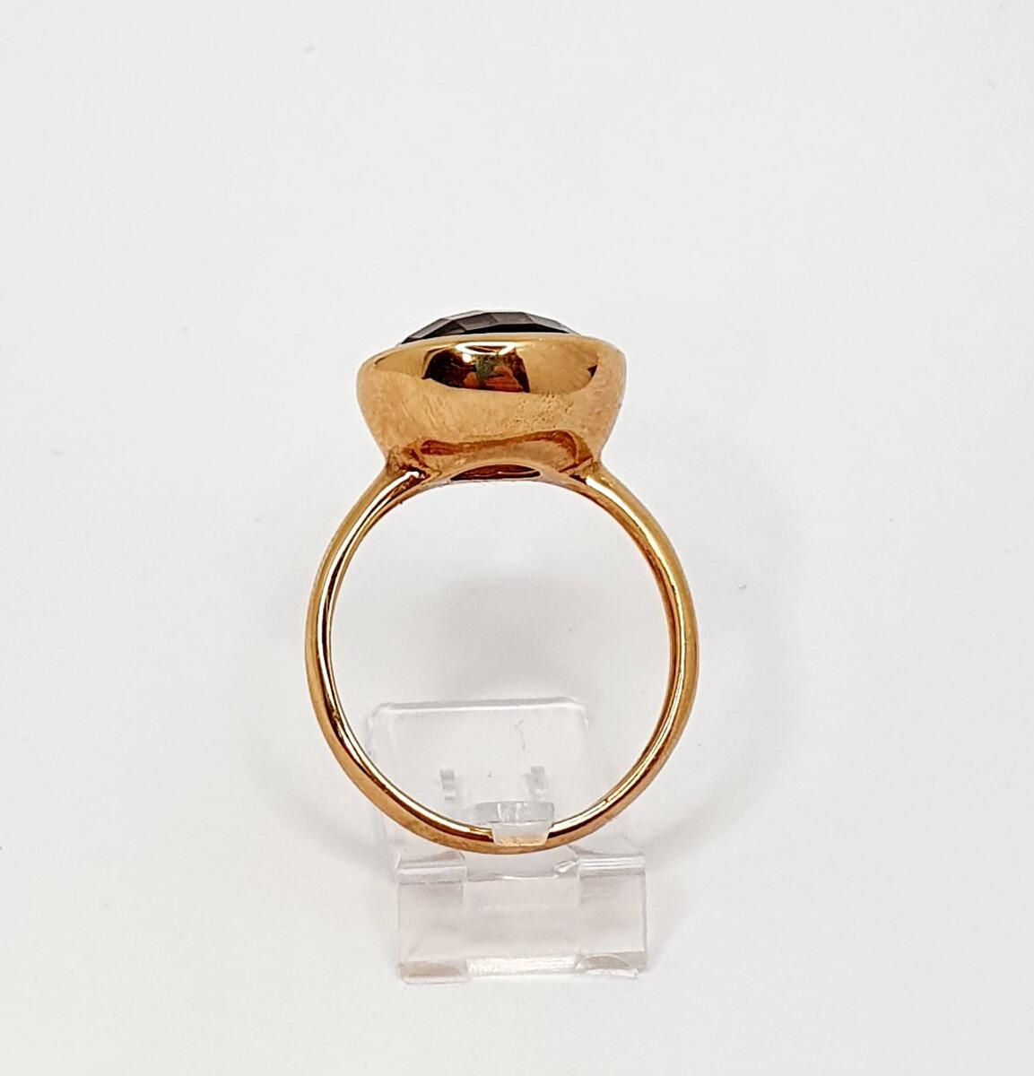 18K roségold Solitärring mit rauchigem Quarz in 18K roségold gefasst