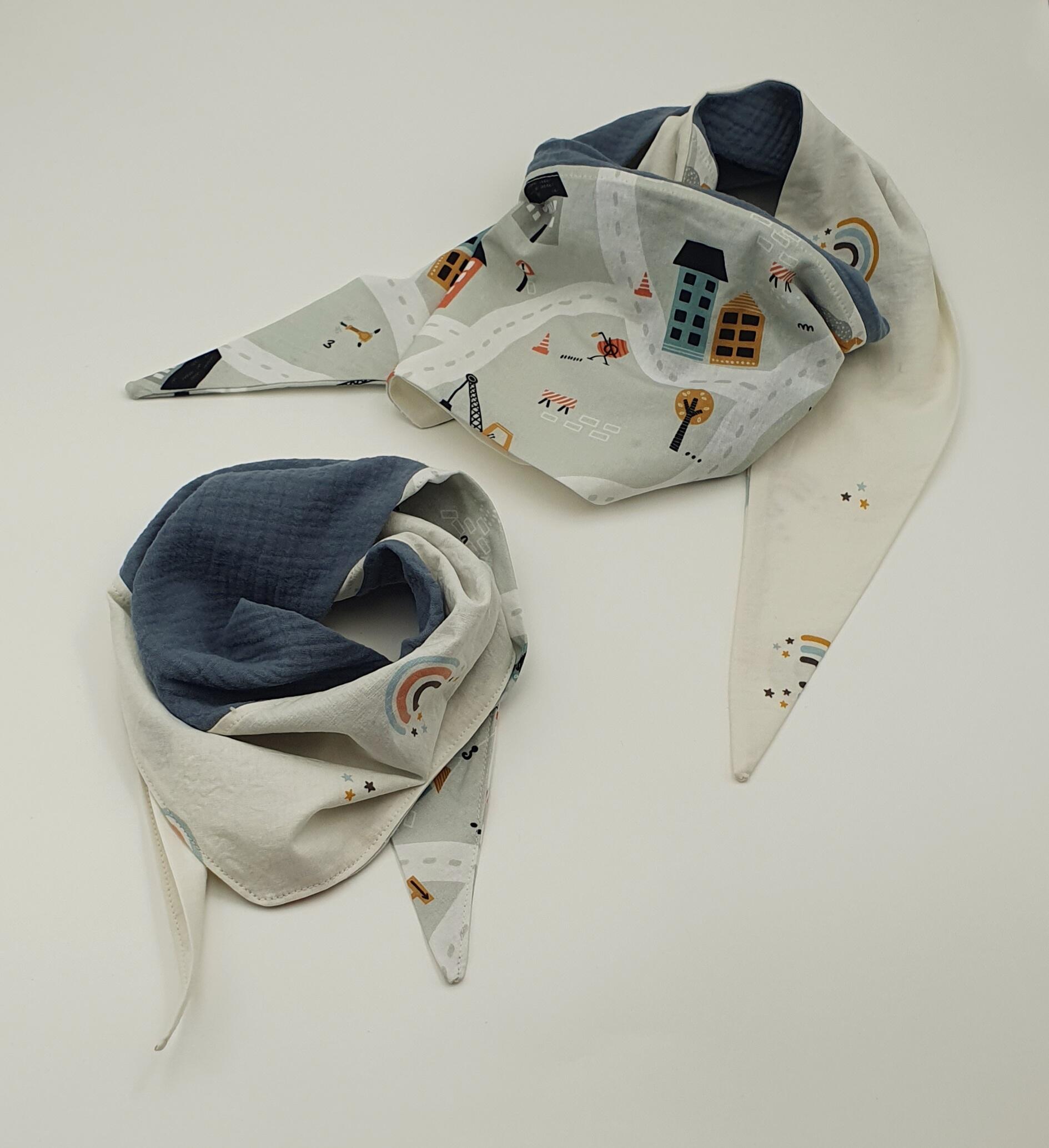 Blue triangle scarf for children and women