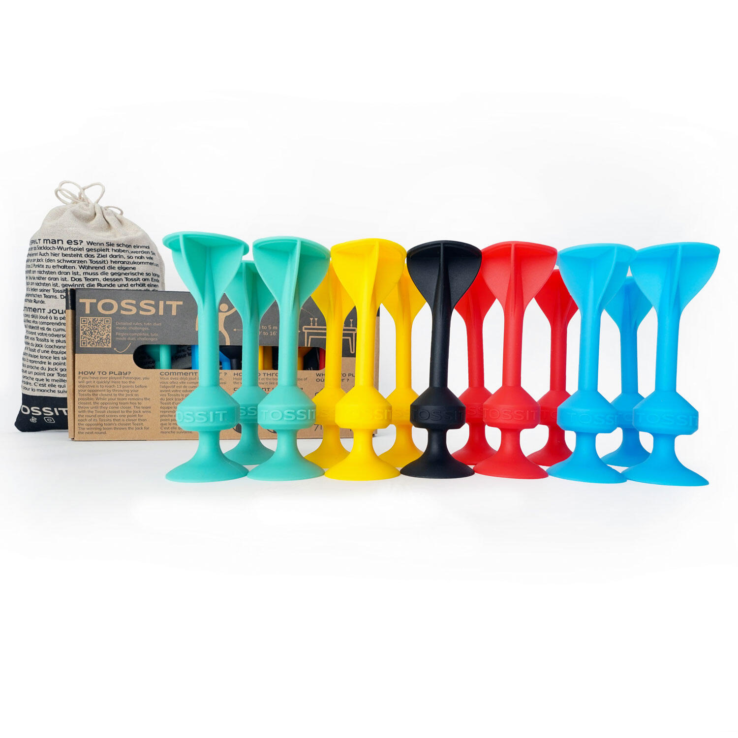 Tossit Pack Familial (rouge/cyan/bleu clair/jaune)