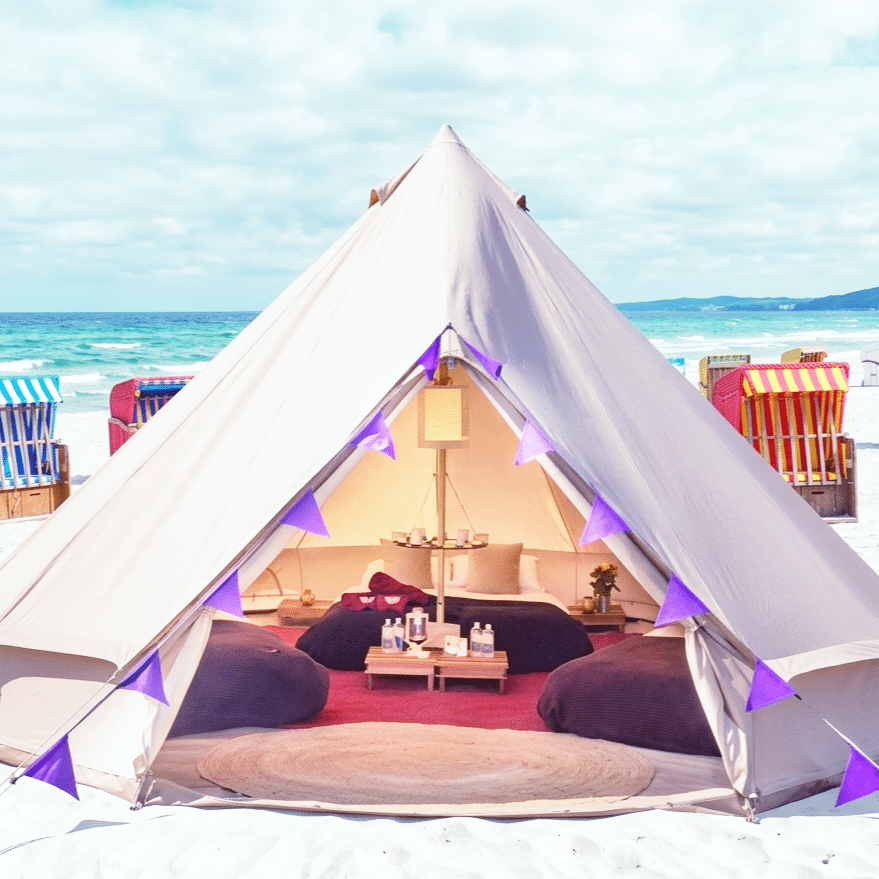 Modernes luxuriöses Glockenzelt aus Baumwoll-Canvas – Outdoor-Glamping