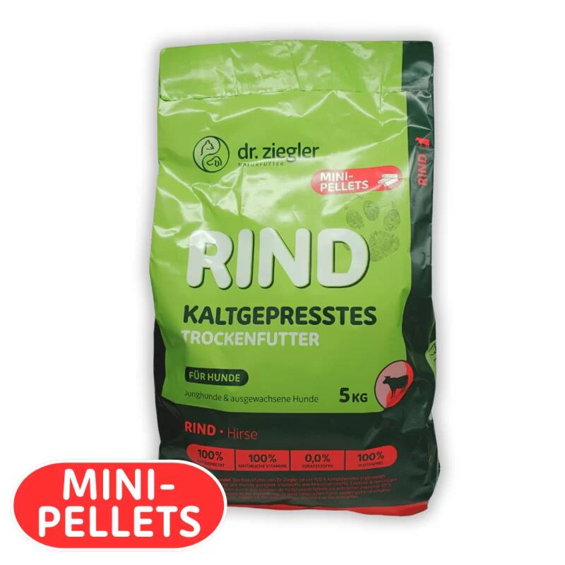Kaltgepresstes Trockenfutter Rind & Hirse Mini-Pellets