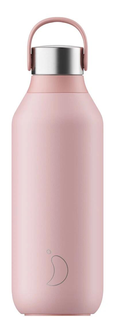Chilly's Series2, 500ml, double-walled vacuum insulated stainless steel bottle, 12/24h hot/cold Color: Blush Pink