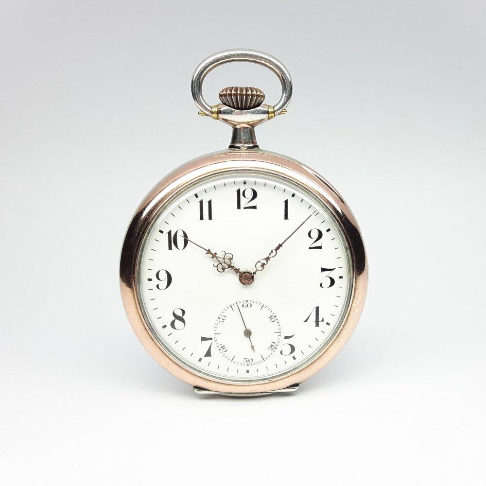 Taschenuhr OMEGA, 800er Silber rosé vergoldet. Vintage in sehr gutem Zustand.