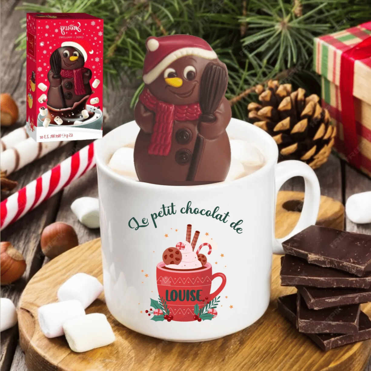 Personalized Mug and Chocolate Snowman