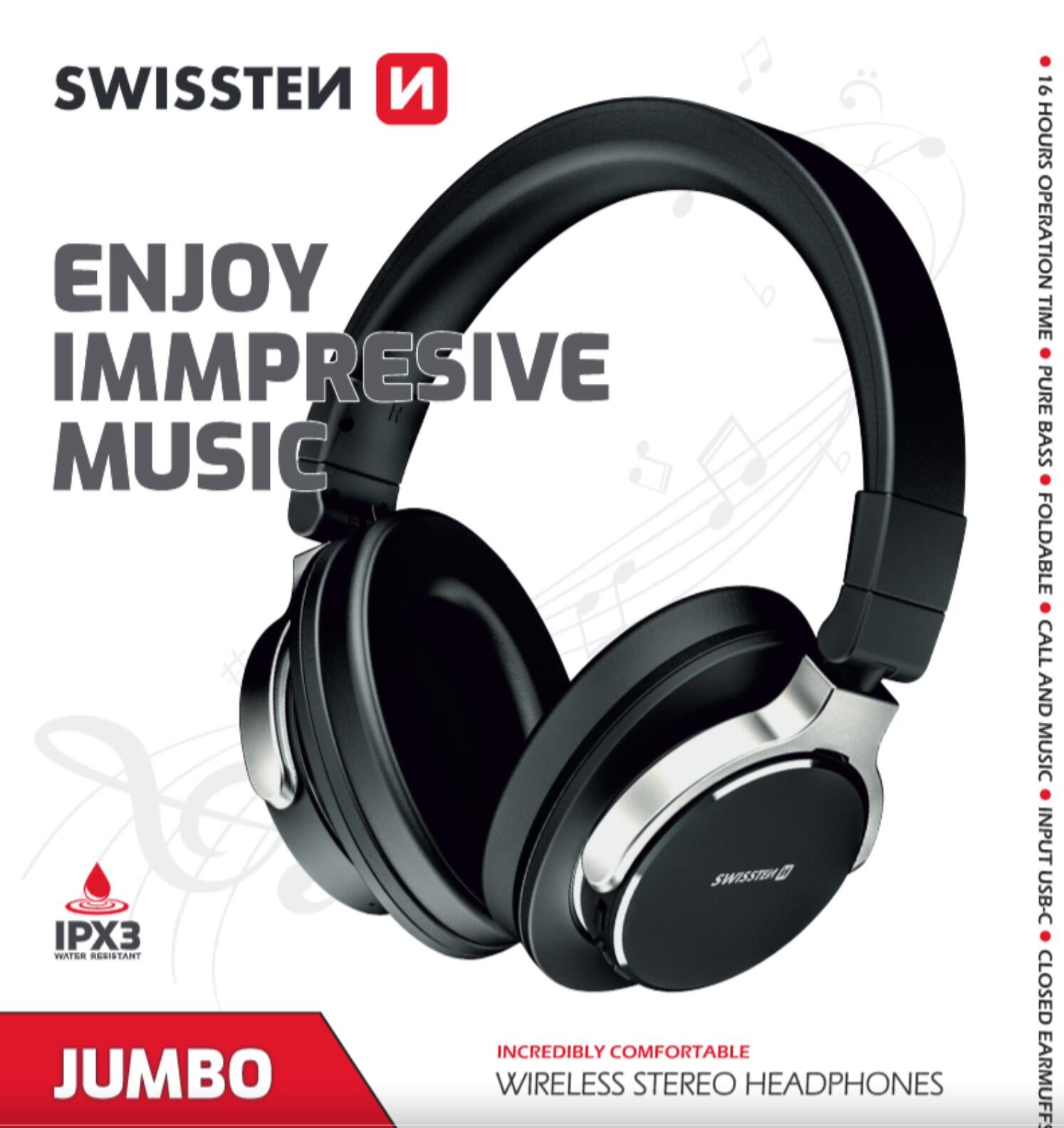 WIRELESS STEREO HEADPHONES SWISSTEN JUMBO BLACK