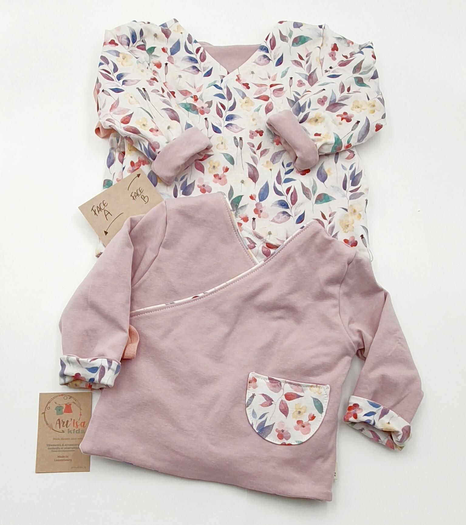 Reversible wrap cardigan "Autumn Garden" 2 sides = 2 looks!