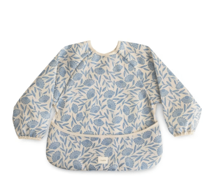 Mushie Long-Sleeve Bib - Blue Flowers