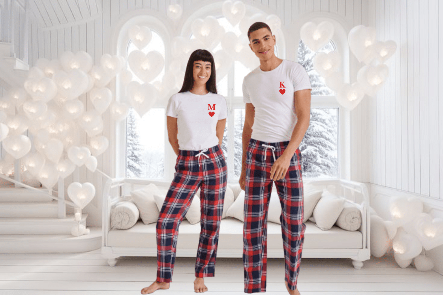 Pyjama à carreaux St Valentin Femme