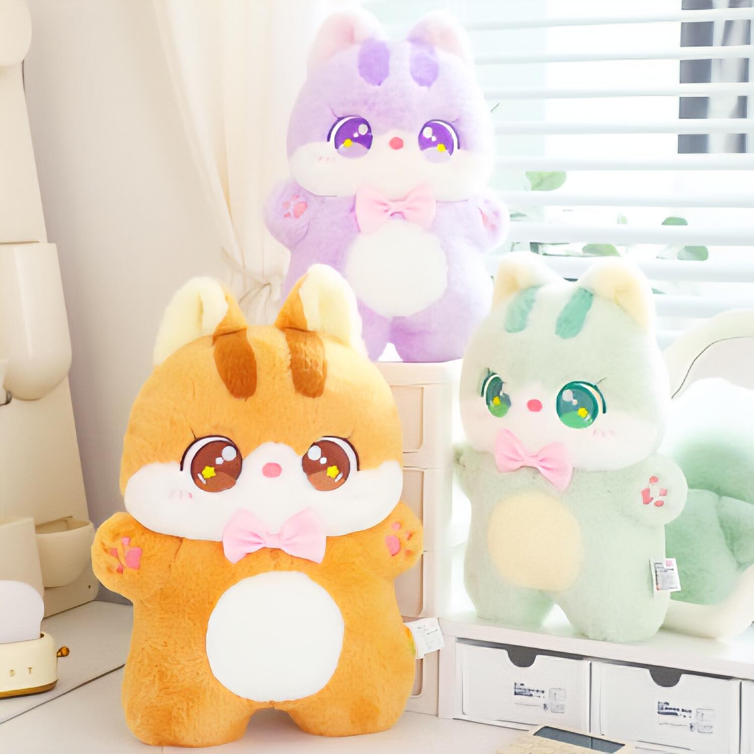 Pastel Color Plush Cat Pillow (30 cm)