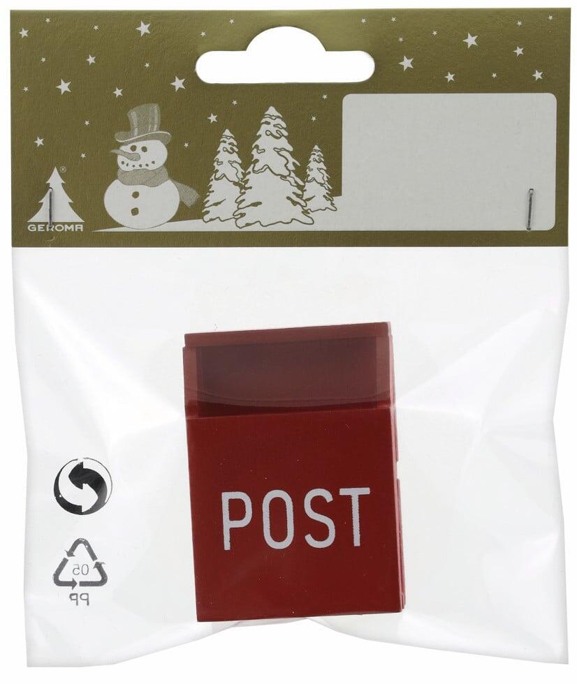 Wooden decorative mailbox figurine, 5 cm, red and white, 1 piece