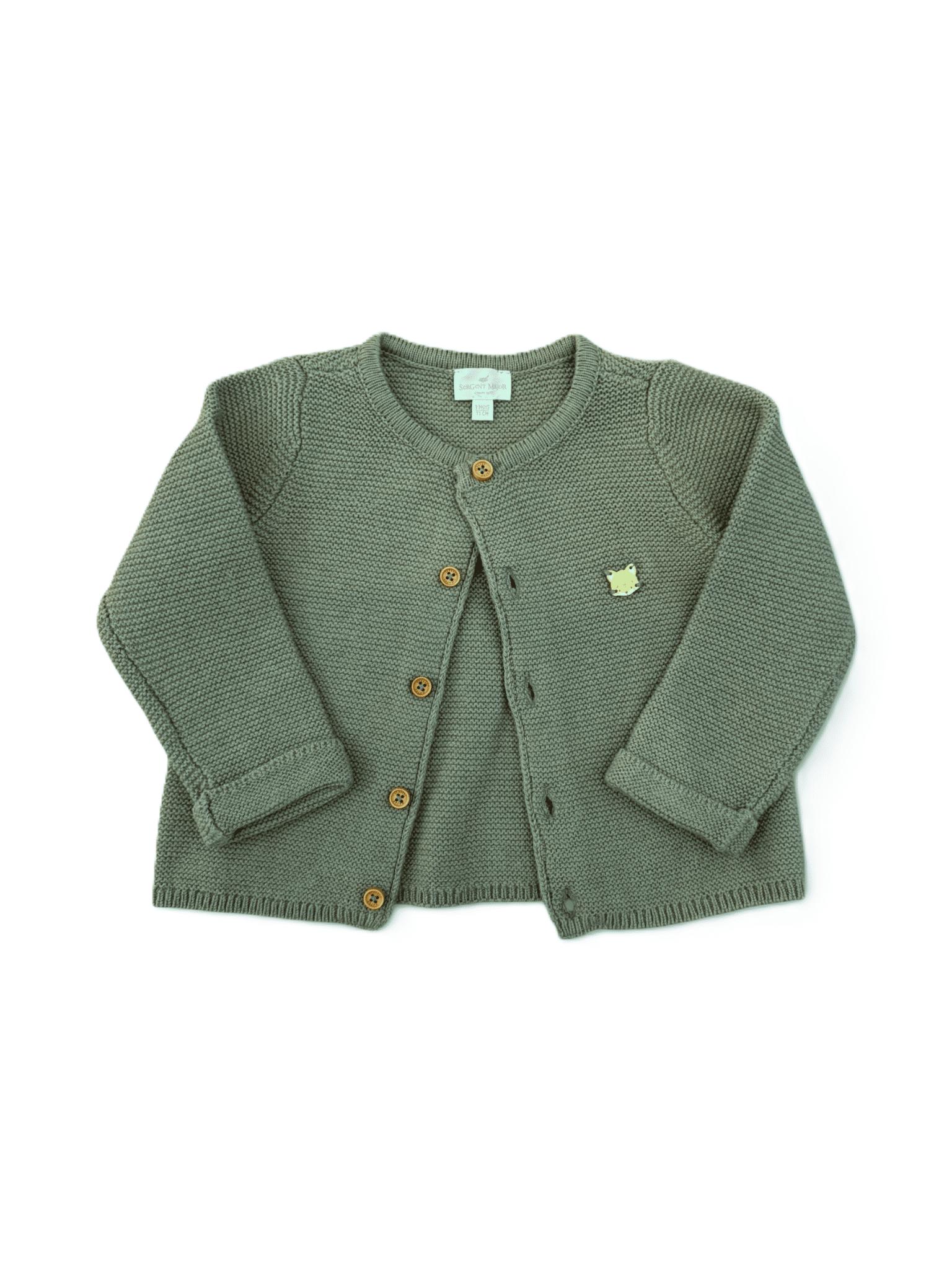 Sergent Major cardigan en maille vert sauge (9M)