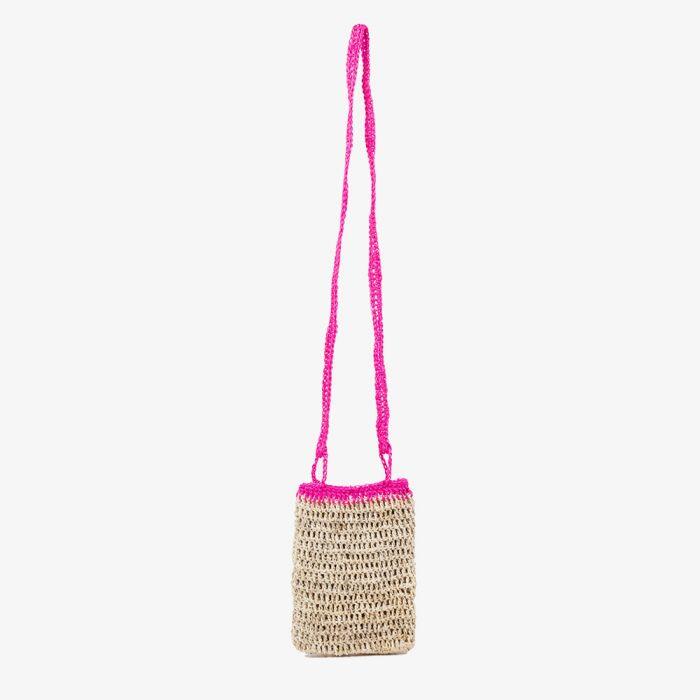 Fique rechteckige Tasche in Fuchsia