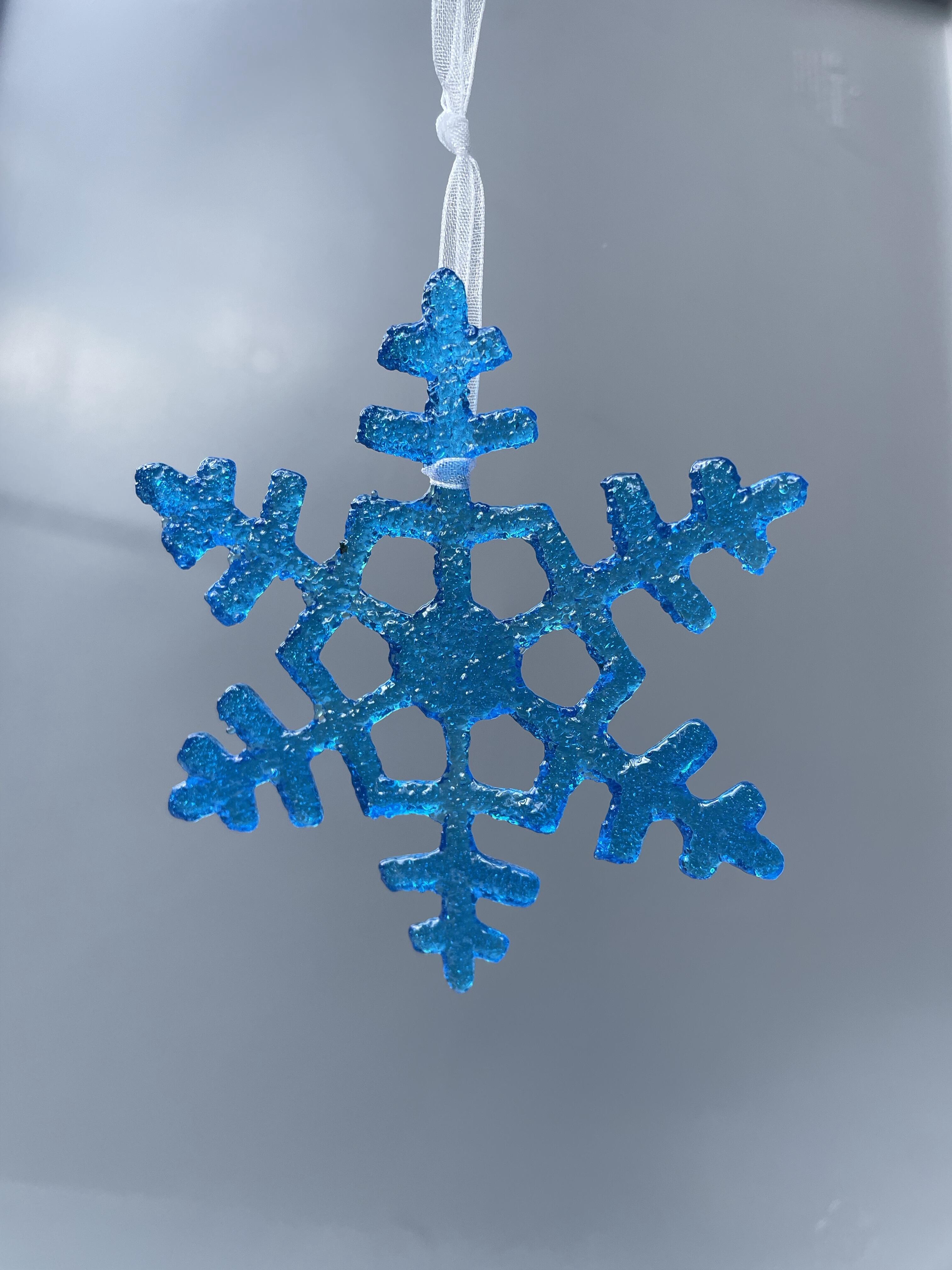 Schneeflocke aus Glas “MADE IN LUXEMBOURG” - azurblau