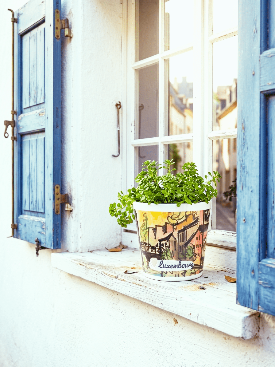 Lot de 3 pots de fleurs avec plateau: Luxembourg Art Edition