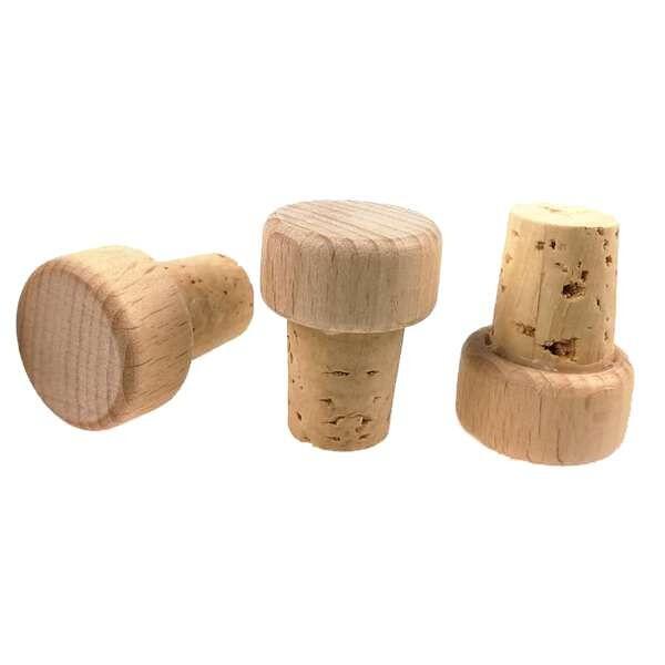 Bastelkiste Flaschenkorken mit Holzgriff flach