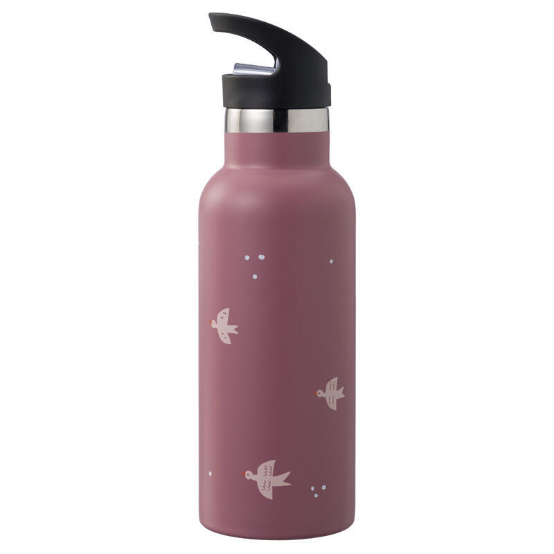 FRESK Nordic Flask stainless steel thermos bottle 500ml, 2 closures, retractable straw + thermos closure, color: Swallows Pink