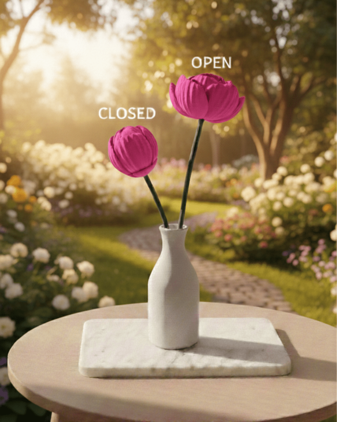 Mechanische Rose, geheimer Ringhalter, 3D-gedruckte Schmuckgeschenkbox, MAGENTA