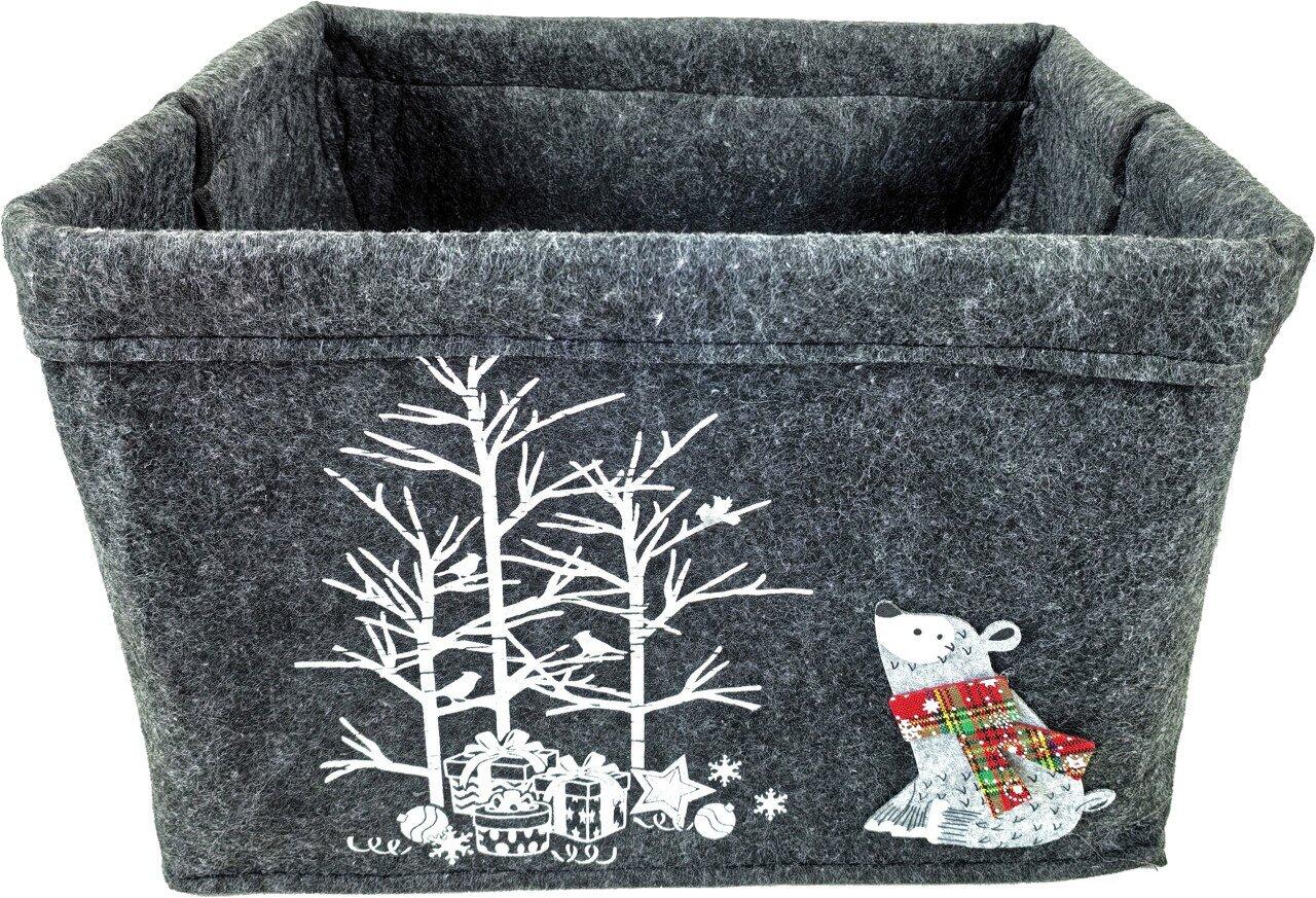 TrendLine decorative felt basket for Christmas, 36 x 28 x 23 cm, gray