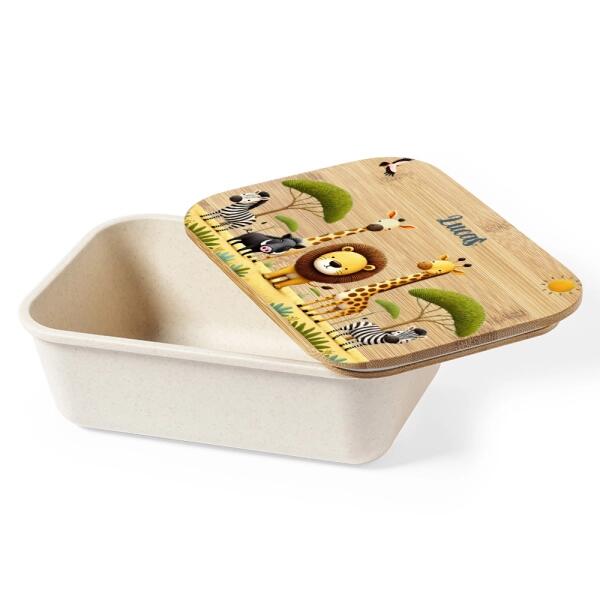Personalisierte Bambus-Lunchbox: Safari