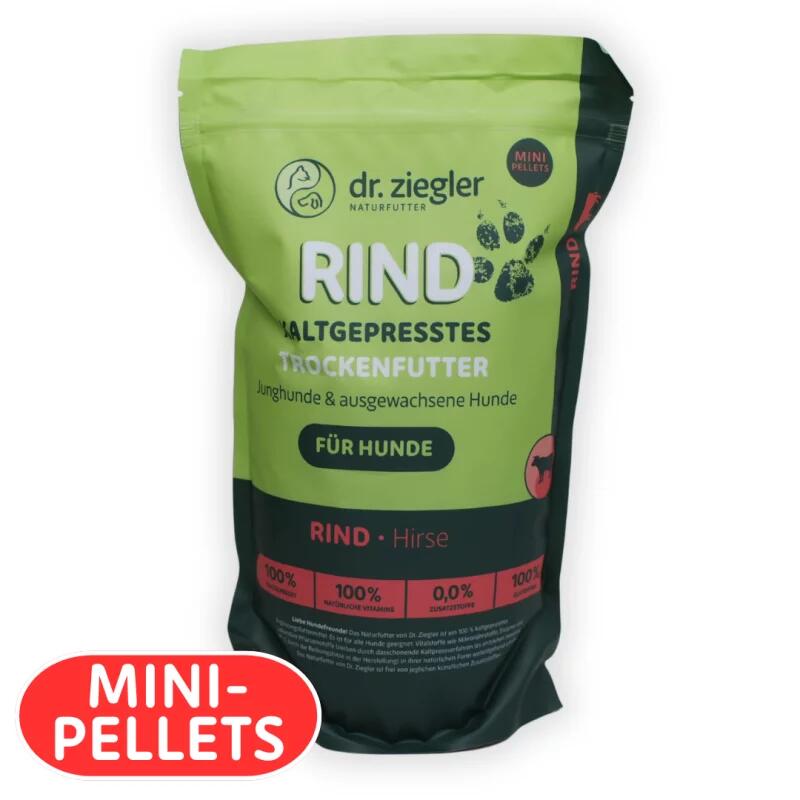 Cold-pressed dry food beef & millet mini pellets
