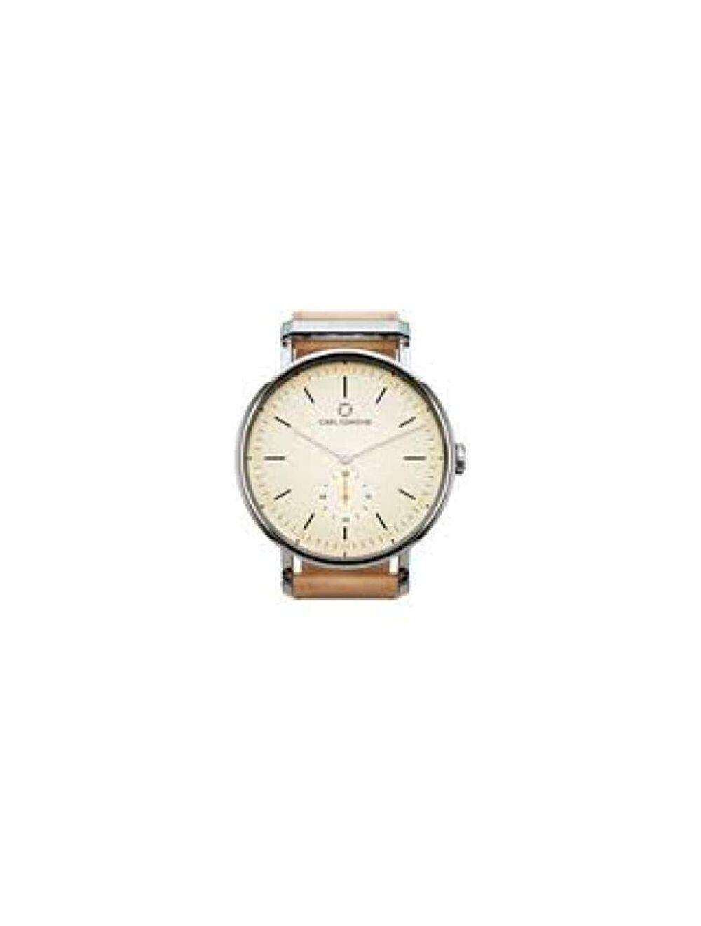Carl Edmond 34mm Granit watch, brown strap, gold-plated